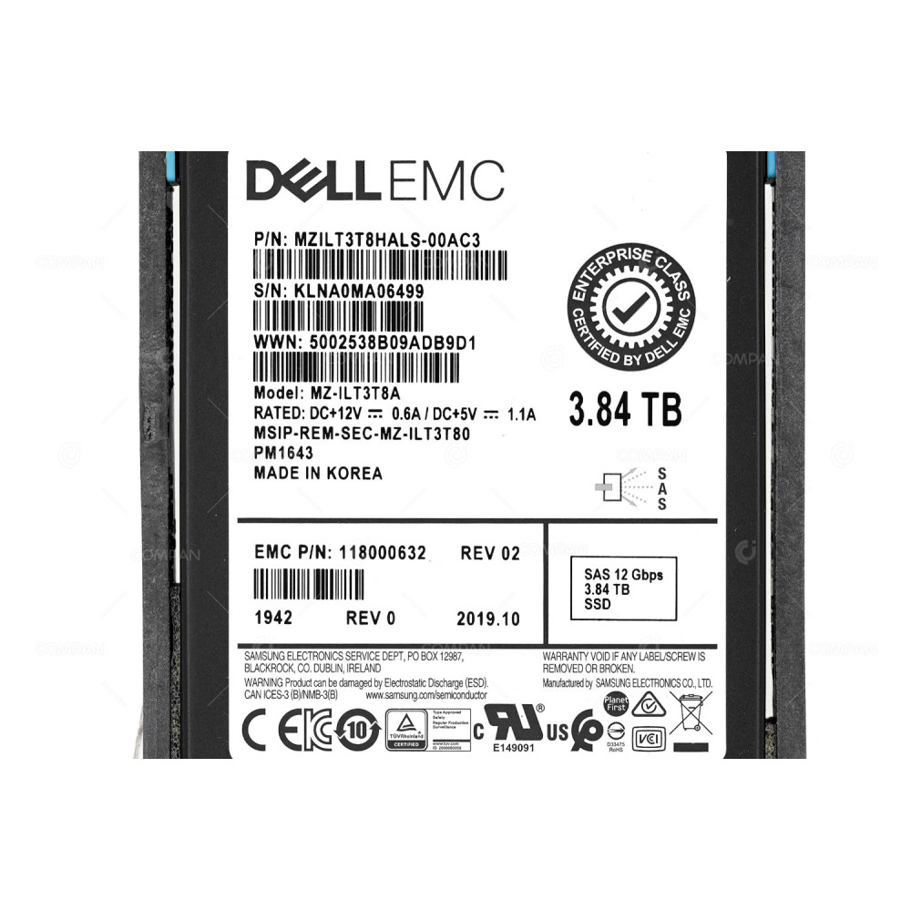 005053158 EMC SSD 3.84TB SAS 12G 2.5" SFF FOR UNITY XT 380F 480F 680F 880F
